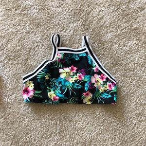 black floral swim top
